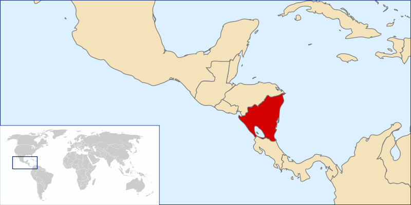 Nikaragua - umístnění na mapě světa